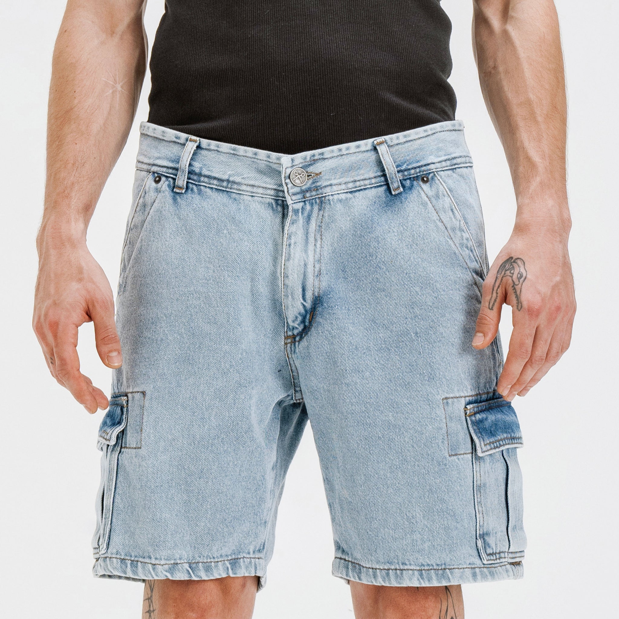 BERMUDA CARGO DENIM [CELESTE]