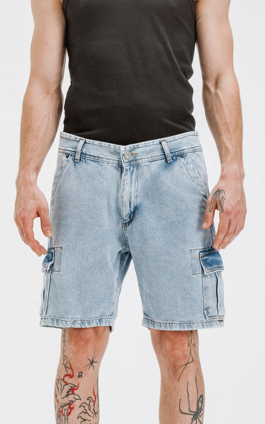 BERMUDA CARGO DENIM [CELESTE]