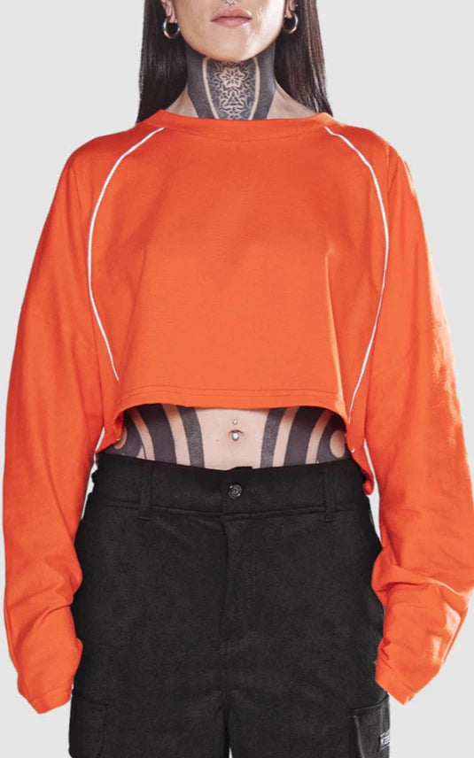 REMERA CROP RIBBON [ NARANJA ]