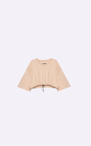 REMERA CROP AMERICANO [ BEIGE ]