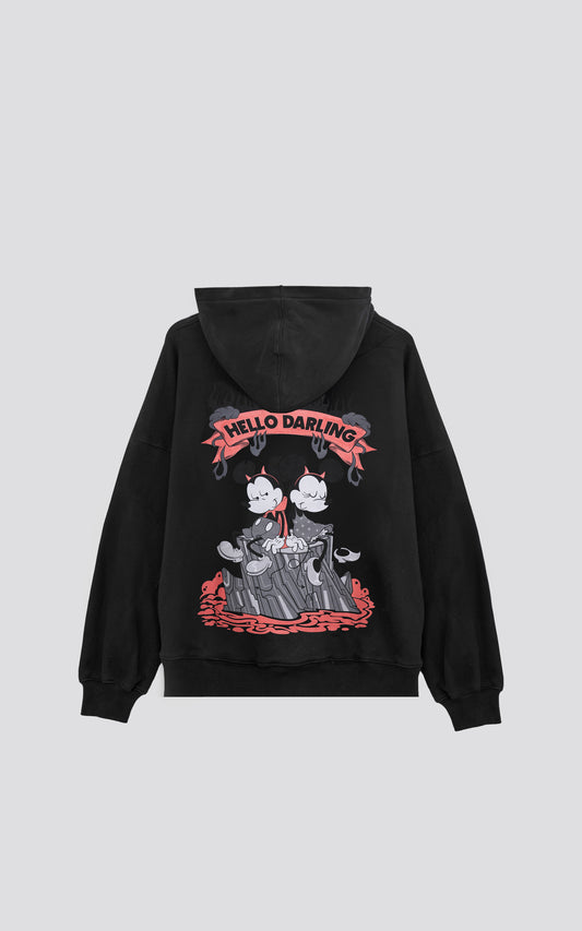 HOODIE DISNEY HELLO DARLING [ NEGRO ]