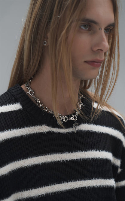 Sweater Rayas Finas [ Blanco / Negro ]