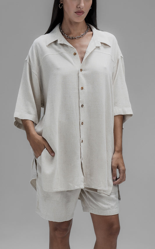 Camisa Lino Nice [ Off White ]