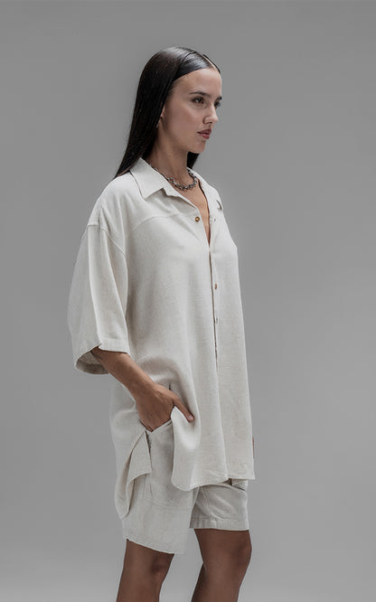 Camisa Lino Nice [ Off White ]