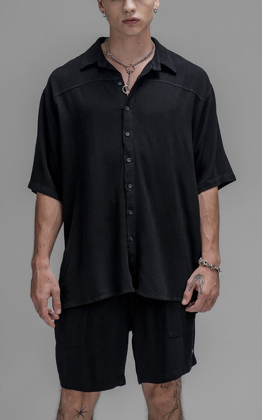 Camisa Lino Nice [ Negro ]
