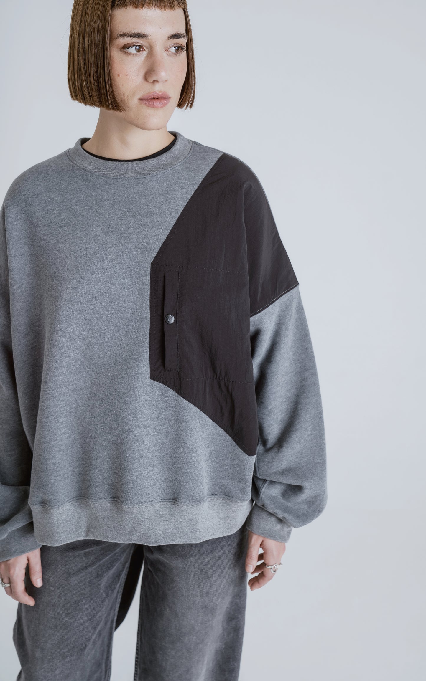 Buzo Layer [ Melange - Negro ]