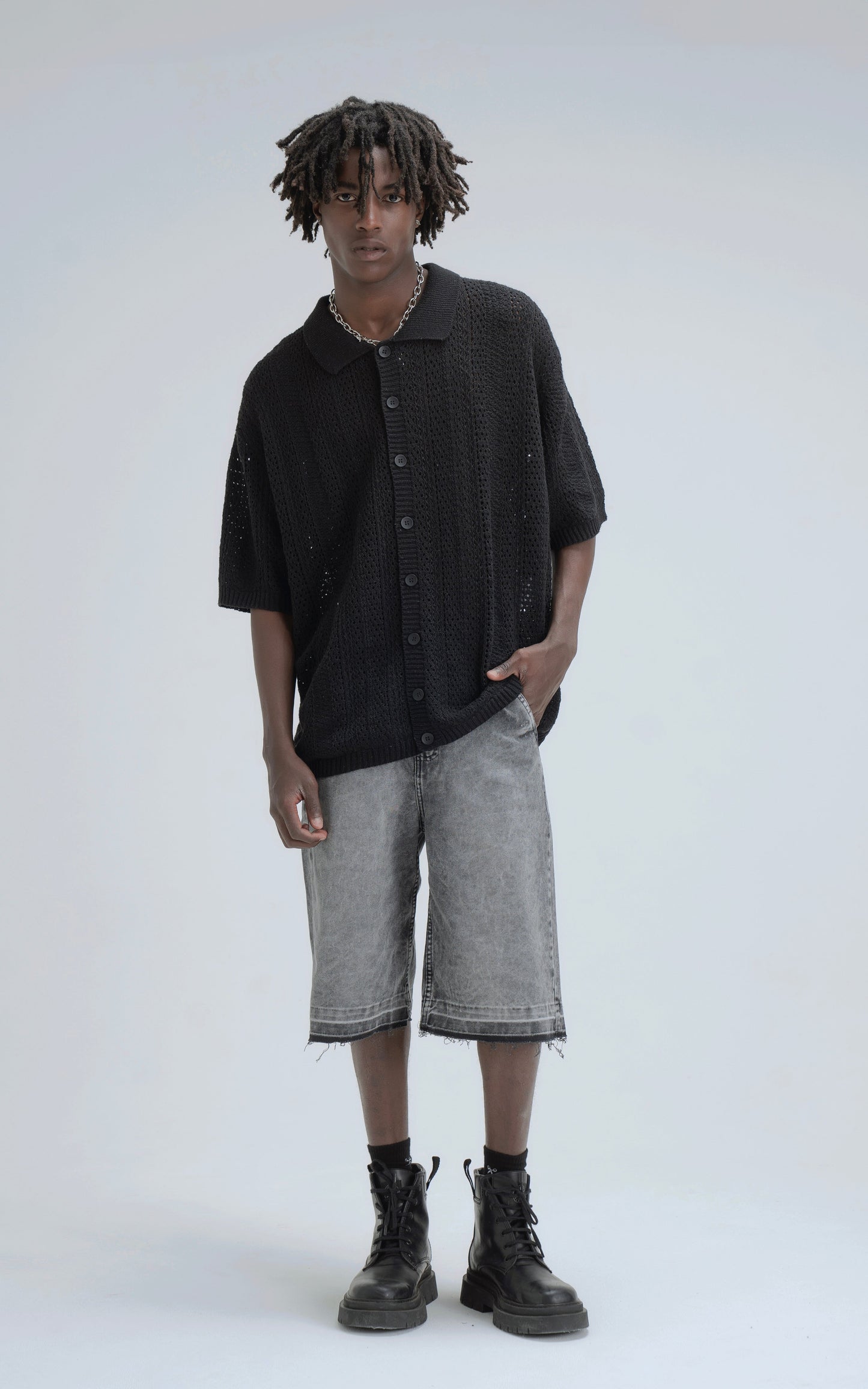 Camisa Tejida Kumo [ Negro ]