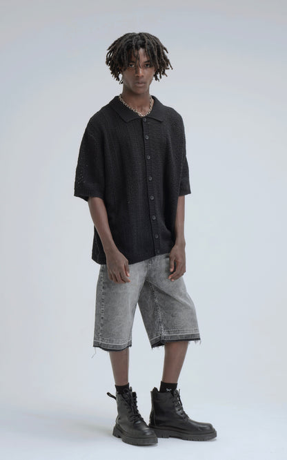 Camisa Tejida Kumo [ Negro ]