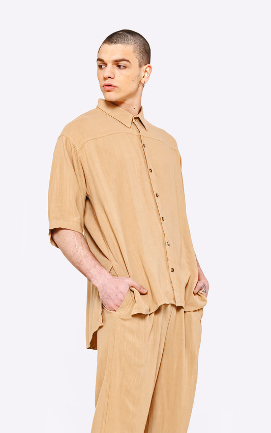 CAMISA LINO NICE [ BEIGE ]