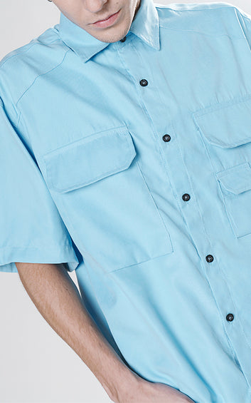 CAMISA CARGO [ CELESTE]