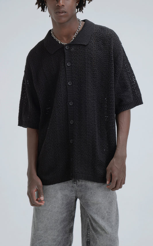 Camisa Tejida Kumo [ Negro ]