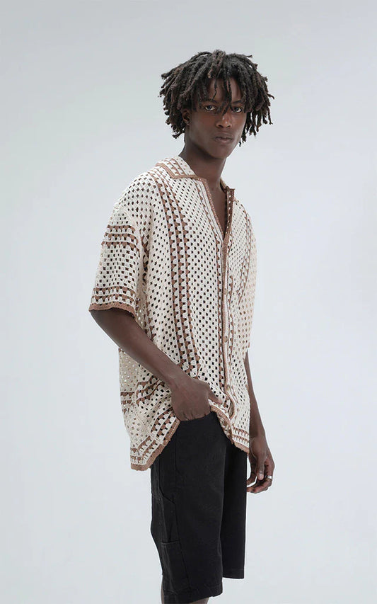 CAMISA TEJIDA HALO [ CAFE ]